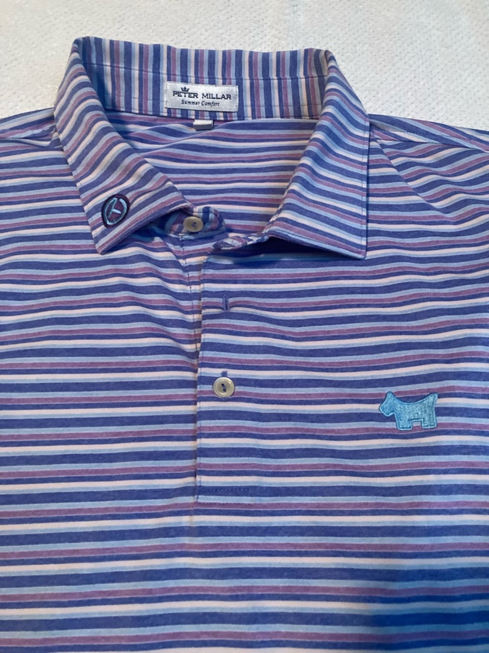 Peter Millar Scotty Cameron Lavender and Blue Striped Polo Shirt